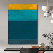 Load image into Gallery viewer, “Yellow, Teal and Blue Color - Block” - Modern Abstract Art on Canvas DKH1623
