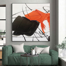 Load image into Gallery viewer, Large - Scale Orange - Black Abstract Art for Industrial Loft & Bold Home Office LargeART0488