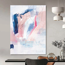 Load image into Gallery viewer, “Pastel Play” - Pink, blue, white with bold brushstrokes and lines DTP155