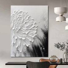 Load image into Gallery viewer, Black & White Textured Floral Abstract Painting, Ideal for Minimalist Bedroom & Art Gallery - Style Hallway LargeART2105