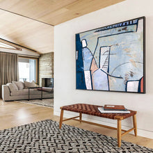 Load image into Gallery viewer, Blue - Dominant Geometric Abstract Painting on Canvas DKH547