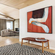 Load image into Gallery viewer, Hand - painted Large - dimension Orange - Background Collage Acrylic Art for Bold Living Rooms LargeART1783