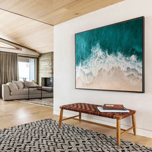 Load image into Gallery viewer, Aerial Beach View Abstract Painting on Canvas - “Coastal Waves” DKH699