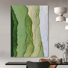 Load image into Gallery viewer, “Textured Green Layers” - Green Abstract Art on Canvas DKH1196