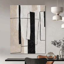 Load image into Gallery viewer, Geometric Black - White Abstract Abstract Canvas Painting, Perfect for Contemporary Office & Art - Inspired Lounge LargeART1135