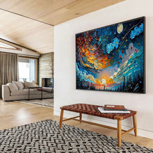 Load image into Gallery viewer, Night Sky “Colorful Cosmos” Painting on Canvas, Dynamic Celestial Art DKH878