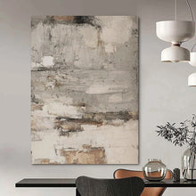 Load image into Gallery viewer, Neutral Textured Abstract with Patches Art for Industrial - style Apartment & Rustic Art Studio LargeART0973