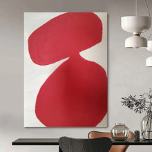 Load image into Gallery viewer, “Single Red Form” - Curved Red Abstract Shape Art, Abstract Painting on Canvas DKH1079