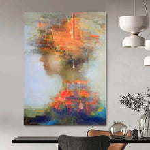 Load image into Gallery viewer, “Colorful Abstract Figure” ,Soft background with a figure’s profile, surrounded by vibrant, fragmented colors and shapes. DTP318