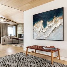 Load image into Gallery viewer, Hand - painted Large - Scale Textured Ocean Waves Acrylic Art for Nautical - Themed Dining Rooms LargeART1749