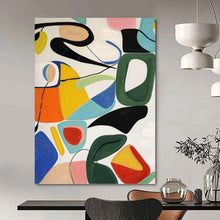 Load image into Gallery viewer, “Colorful Curved Shapes Collage” - Multicolor Abstract Art on Canvas DKH1186