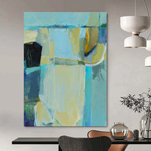 Load image into Gallery viewer, Blue & Yellow Abstract Canvas Painting, Ideal for Coastal Home Office & Bright Modern Kitchen LargeART1308