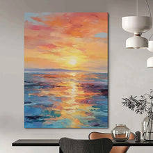 Load image into Gallery viewer, Vibrant Sunset Seascape Abstract Painting, Perfect for Coastal Bedroom & Tropical - Themed Lounge LargeART1904