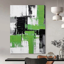 Load image into Gallery viewer, Grand Hand - painted Green & Gray Abstract Clash Acrylic Art for Modern - Minimalist Hallways LargeART0181