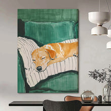Load image into Gallery viewer, Sleeping Dog on Sofa Abstract Painting, Ideal for Family Room & Pet - Lovers’ Bedroom LargeART2032