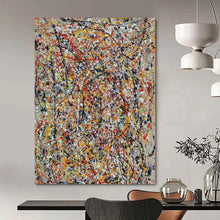 Load image into Gallery viewer, Pollock - Inspired Chaotic Color Streams Abstract Painting - Great for Game Room & Creative Den LargeART2345