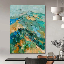 Load image into Gallery viewer, Green & Blue Impasto Mountain Art, Ideal for Adventure - Inspired Office & Cozy Cabin LargeART2120
