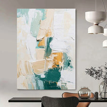 Load image into Gallery viewer, Pastel & Gold Abstract Canvas Painting, Ideal for Scandinavian - Style Bedroom & Light - Filled Café LargeART1282