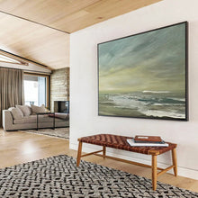Load image into Gallery viewer, Subtle Sea and Sky in Muted Greens Abstract acrylic painting DLZ027
