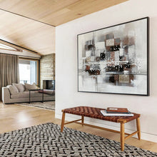 Load image into Gallery viewer, Gray - Brown Abstract Painting On Canvas with Intricate Details DKH354