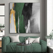 Load image into Gallery viewer, Green, Black, Gray, and Gold Abstract Acrylic Art - Perfect for Modernist Office & Art Deco - inspired Hallway LargeART0637