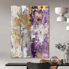 Load image into Gallery viewer, “Purple and Gold Textured Abstract” – Luxurious Abstract with Metallic and Rich Tones DTP134