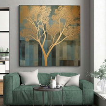 Load image into Gallery viewer, Golden Tree on Blue Acrylic for Luxury Home & Corporate Lobby LargeART0827