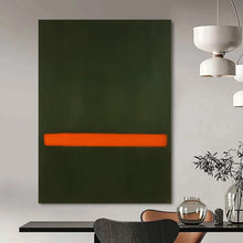 Load image into Gallery viewer, Green - Orange Line Abstract Canvas Painting, Ideal for Minimalist Bedroom & Contemporary Gallery LargeART1191