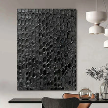 Load image into Gallery viewer, Black Textured Patterned Abstract - Ideal for Industrial - Style Loft & Music Room LargeART2361
