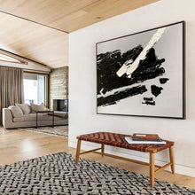 Load image into Gallery viewer, Black and White Textured Abstract Painting for Industrial Loft & Monochrome Study DKH284