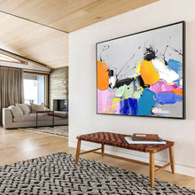 Load image into Gallery viewer, “Colorful Abstract Shapes on Grey” - Expressionistic Abstract Acrylic, Ideal for Creative Office and Art Gallery DLZ267