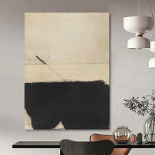 Load image into Gallery viewer, “Dynamic Black and Beige” - Monochromatic Abstract Art on Canvas DKH1422