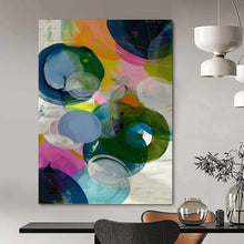 Load image into Gallery viewer, “Colorful Translucent Circles” Abstract Painting on Canvas, Vibrant Office Decor DKH999