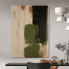 Load image into Gallery viewer, Green & Black Abstract Canvas Painting, Ideal for Artistic Workspace & Eclectic Living Room LargeART1298