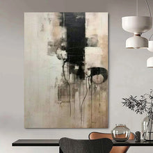 Load image into Gallery viewer, Black and White Drip Abstract Canvas Painting, Ideal for Modern Studio & Industrial - Style Loft LargeART1214