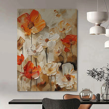 Load image into Gallery viewer, “Bold Floral Impasto” - Orange, White, and Brown Flower Art on Canvas DKH1399