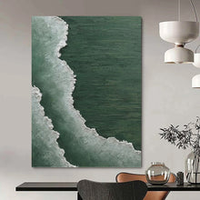 Load image into Gallery viewer, “Green Sea & White Foam” - Coastal Abstract Art on Canvas DKH1501