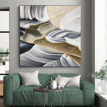 Load image into Gallery viewer, Enormous Black - White - Gold Wavy Abstract Acrylic for Luxury Penthouse & High - End Boutique LargeART0351