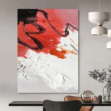 Load image into Gallery viewer, “Red and Black Abstract Splatter” - Red, Black, White Abstract Art on Canvas DKH1290