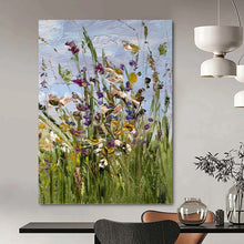 Load image into Gallery viewer, “Vibrant Wildflowers” Abstract Impasto Floral Painting on Canvas, Lively Decor DKH947