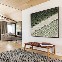 Load image into Gallery viewer, Textured Green & Beige Abstract Painting - Ideal for Nature - Inspired Living Room & Minimalist Office DKH001