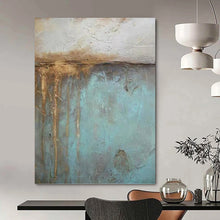 Load image into Gallery viewer, “Rustic Blue and Brown Textures” - Blue, Brown Abstract Art on Canvas DKH1191