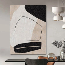Load image into Gallery viewer, Abstract Figure with Black - White Shapes 2 Abstract Canvas Painting, Ideal for Contemporary Living Room & Art - Themed Office LargeART1142