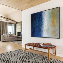 Load image into Gallery viewer, Blue - Gradient Abstract “Dawn’s Edge” Painting on Canvas, Subtle Sunrise Art DKH854