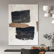 Load image into Gallery viewer, Black & Brown Collage Abstract Canvas Painting, Perfect for Industrial Loft & Modern Gallery LargeART1145