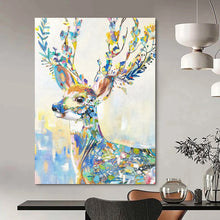 Load image into Gallery viewer, Whimsical Abstract Floral Deer, Vibrant Color - Blended Art for Children’s Playroom & Boho - Chic Nursery LargeART2209