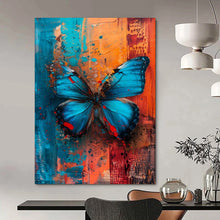 Load image into Gallery viewer, Vibrant Abstract Butterfly Art, Blue & Color - Splashed Painting for Bohemian Living Room & Nature - Lover’s Studio LargeART2194