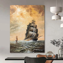 Load image into Gallery viewer, “Sailing Ship at Sea” - Romantic Seascape Art on Canvas DKH1649