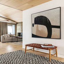 Load image into Gallery viewer, Black and Beige Abstract Art for Industrial - Chic Loft & Creative Studio DKH139