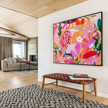 Load image into Gallery viewer, Vibrant Floral Abstract Painting on Canvas - “Tropical Blooms” DKH708